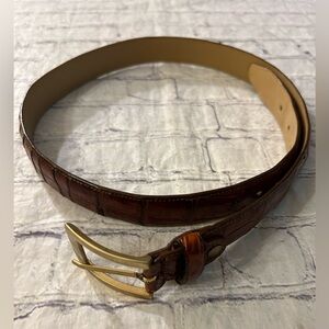 VEARI CROCODILE GENUINE LEATHER BROWN MENS BELT WITH GOLD TONE BUCKLE SIZE 36